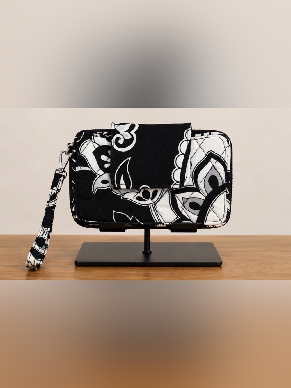 Vera Bradley Black & White Floral Quilted Wristlet Wallet